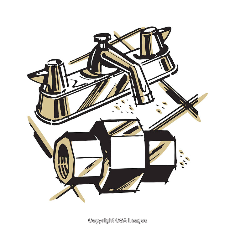 Illustration of Faucet and Connector in Modern Artistic Style