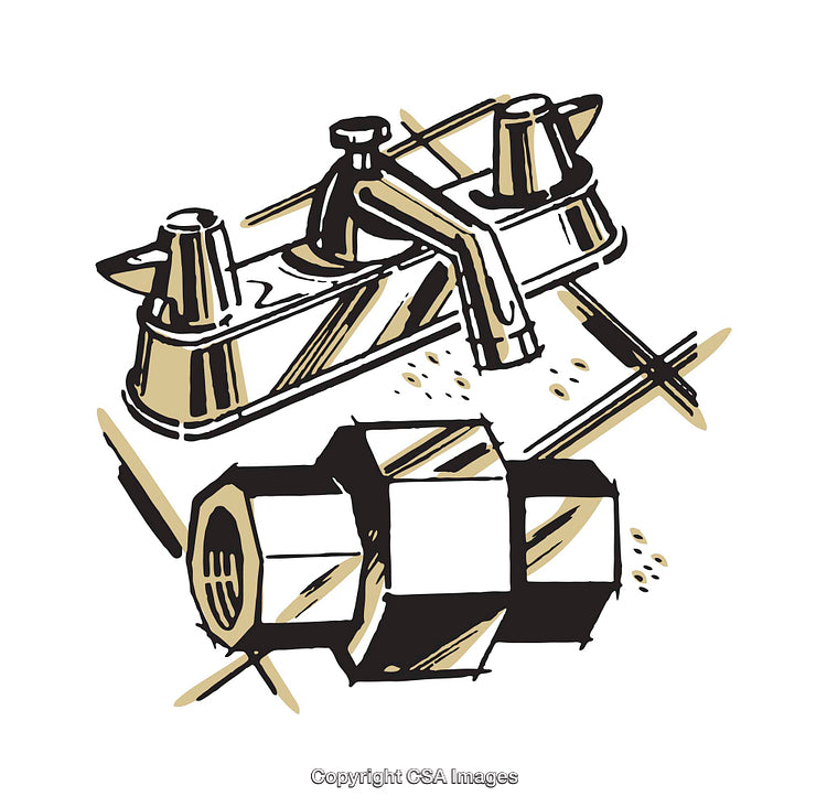Illustration of Faucet and Connector in Modern Artistic Style
