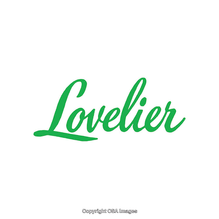 Green Calligraphic Text 'Lovelier' on a Clean White Background