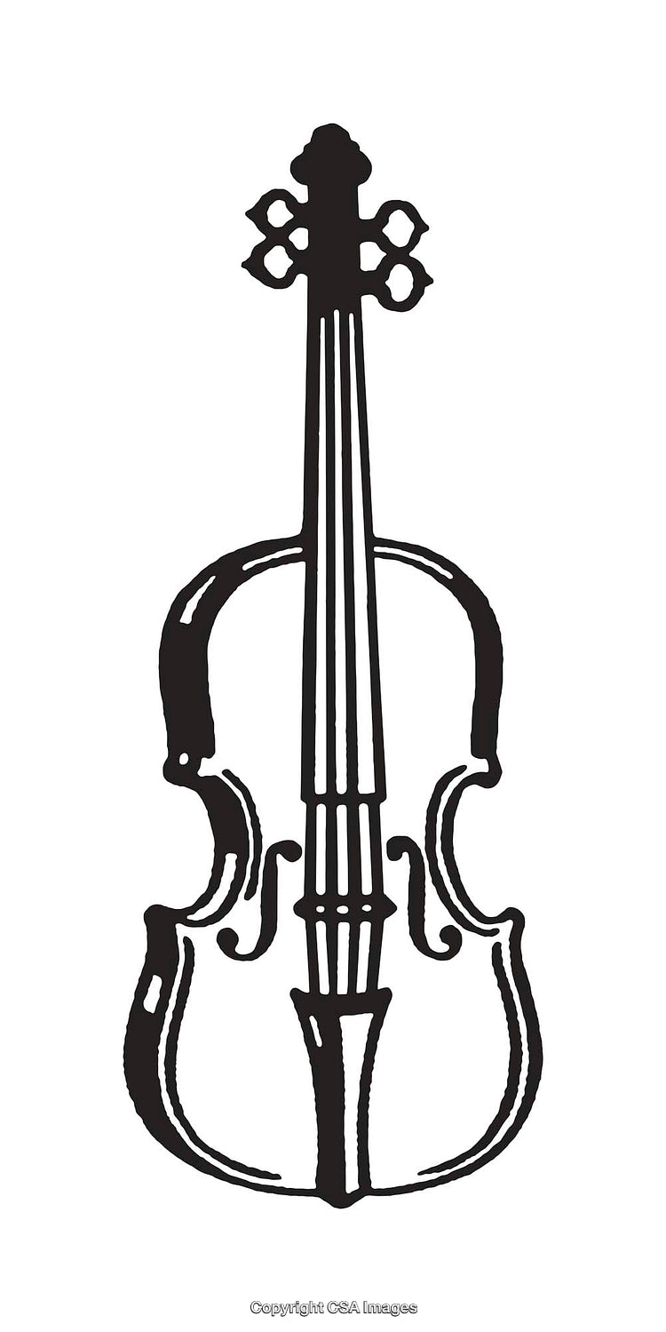 Black And White Violin Line Art Illustration for Music Themes