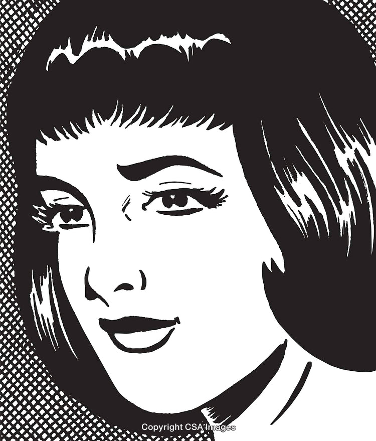 Retro Black and White Portrait of a Woman in Classic Art Style