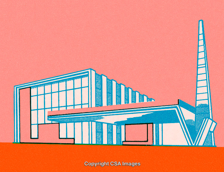 Modern Abstract Architectural Design in Bright Vibrant Colors and Geometric Shapes
