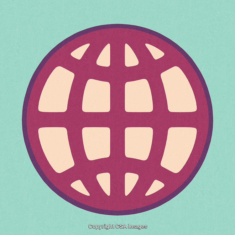 Stylized Globe Icon Illustration on Bright Textured Background