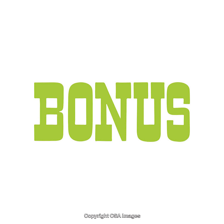 Bright Green Text Spelling Bonus on White Background