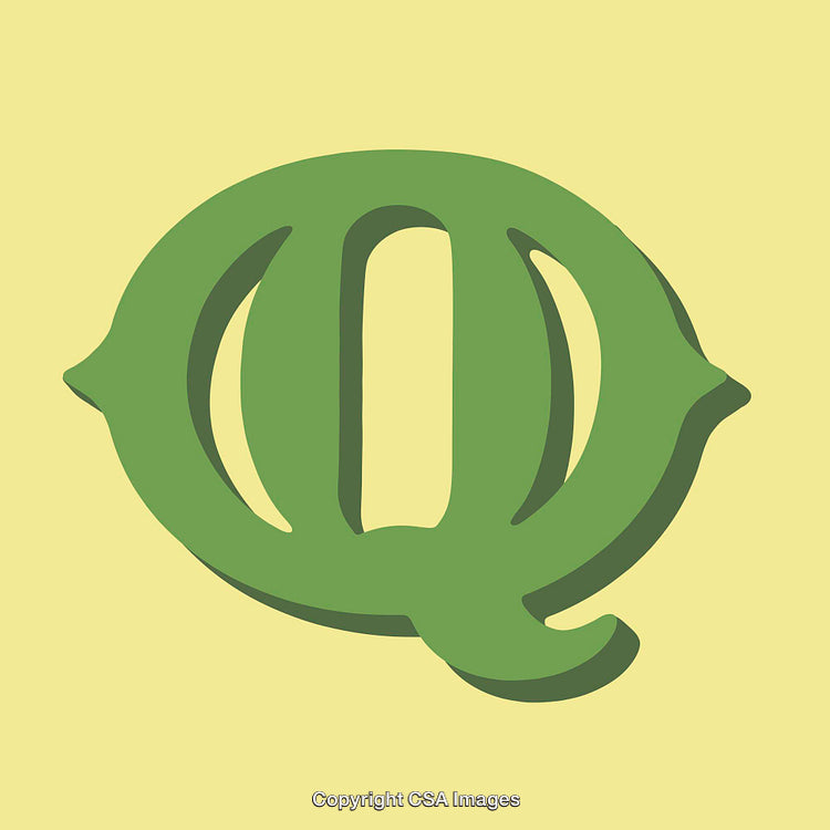 Stylized Letter Q With Vintage Design on Yellow Background