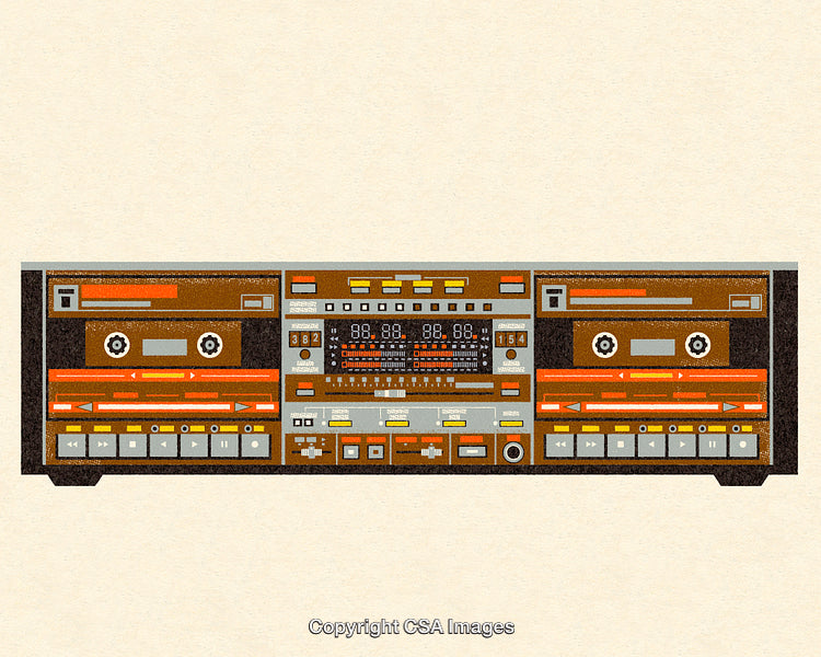 Retro Style Boombox Stereo with Vintage Cassette Player Design