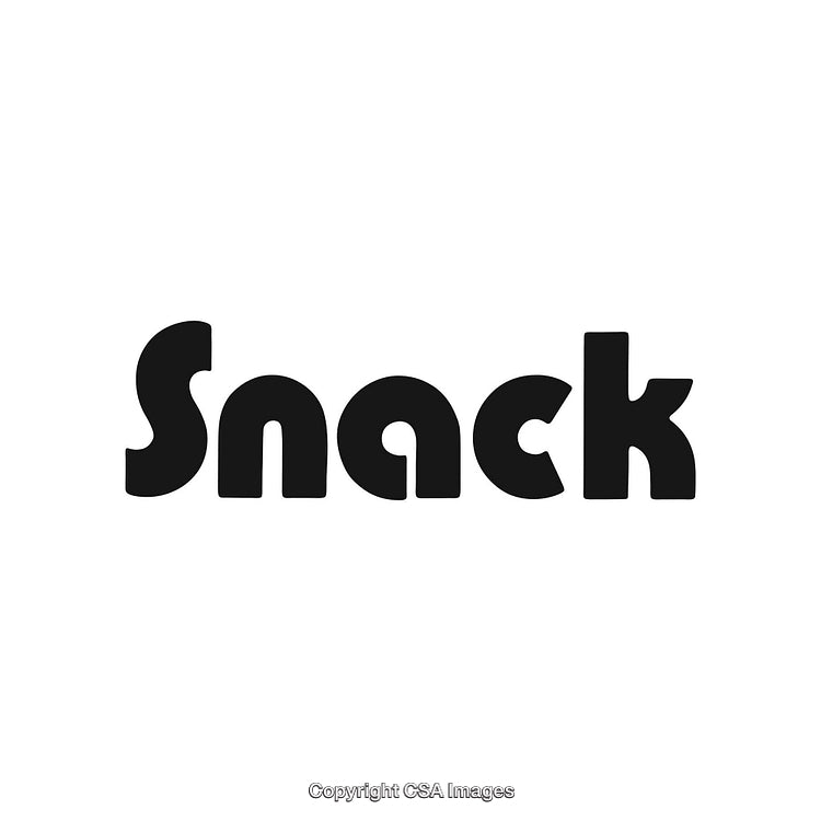 Bold Typography Displaying the Word Snack in Monochrome Style