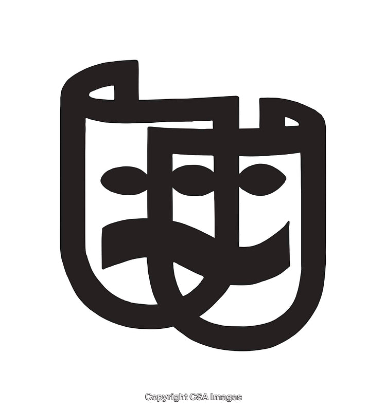 Black And White Symbol Representing Theatrical Comedy And Tragedy Masks