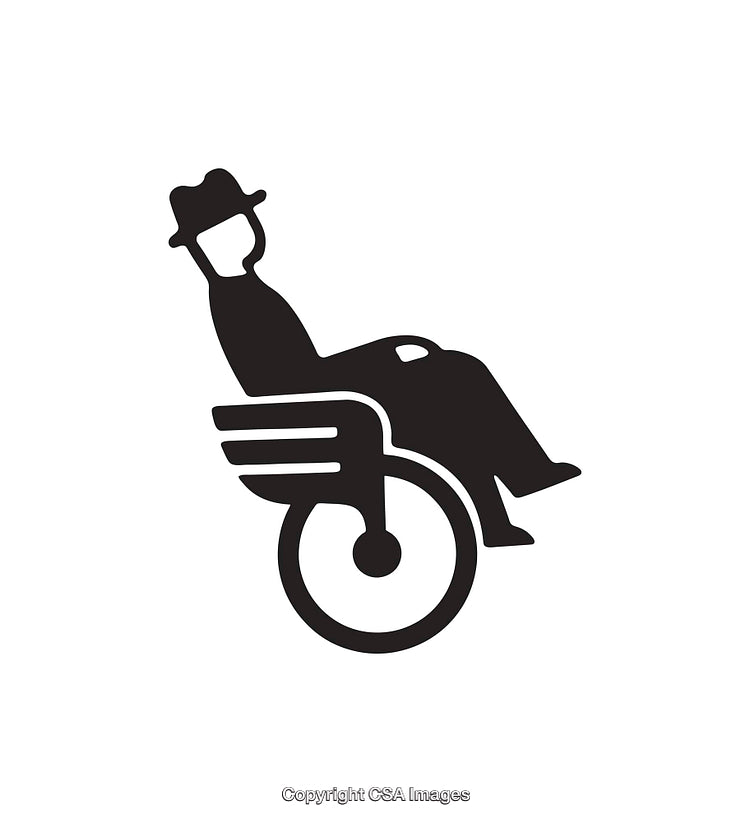 Black and White Icon of a Person Sitting in a Wheelchair