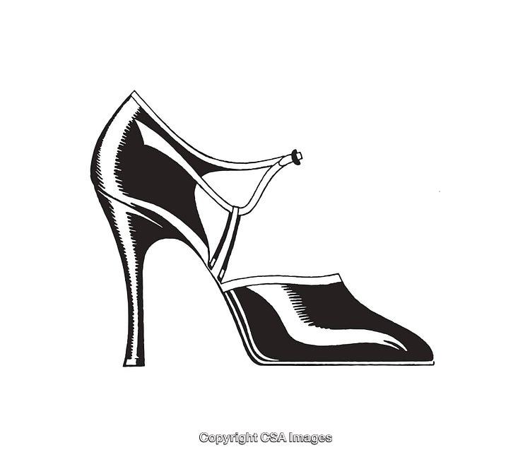 Elegant Black and White Illustration of a Stylish High Heel Shoe