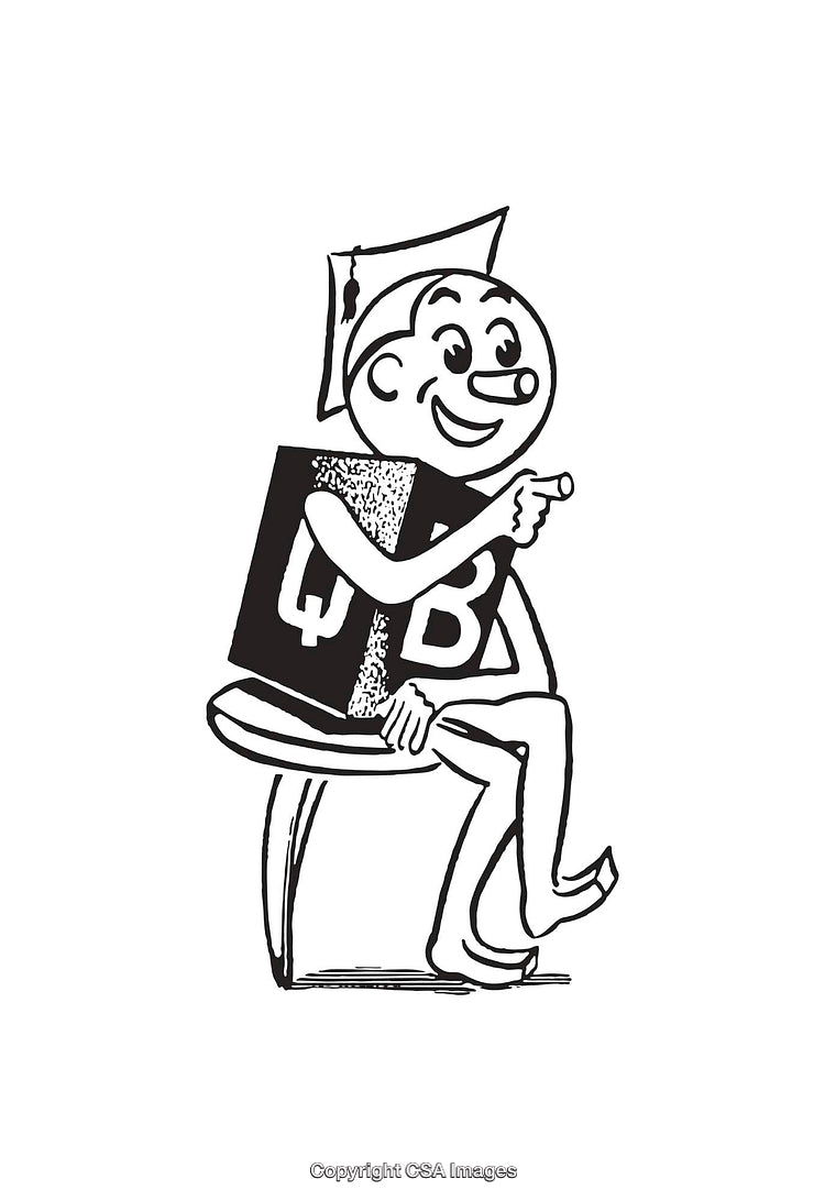 Charming Black and White Illustration of Academic Graduation Character