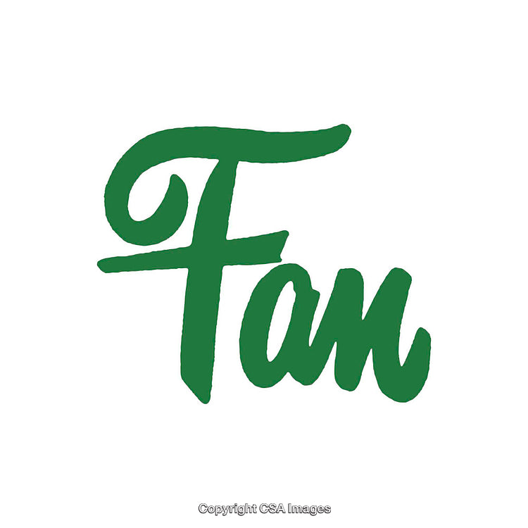 Stylish Green Lettering Art Spelling 'Fan' on White Background