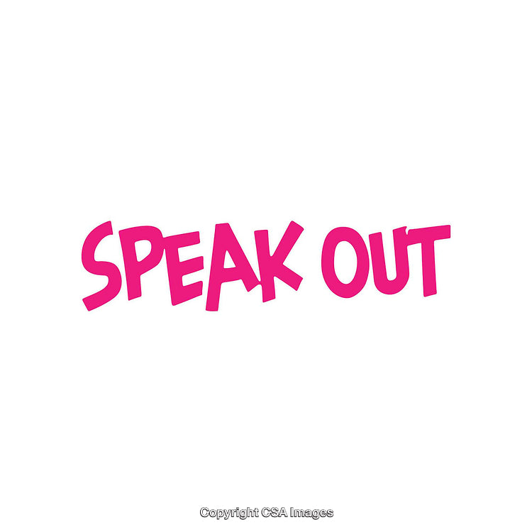Bold Pink Speak Out Typography on Clean White Background