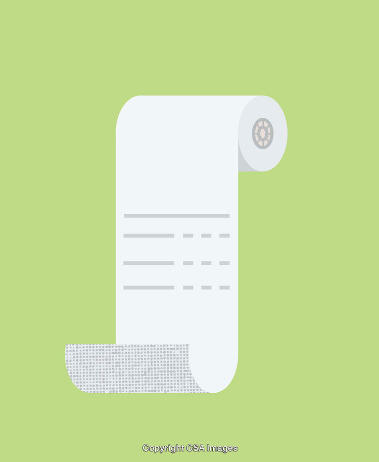 Minimalist Illustration of a Paper Receipt on Green Background