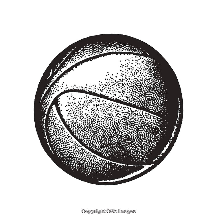 Black and White Line Art of a Basketball Illustration
