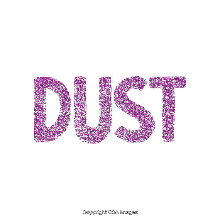 Purple Text Effect on White Background with the Word Dust