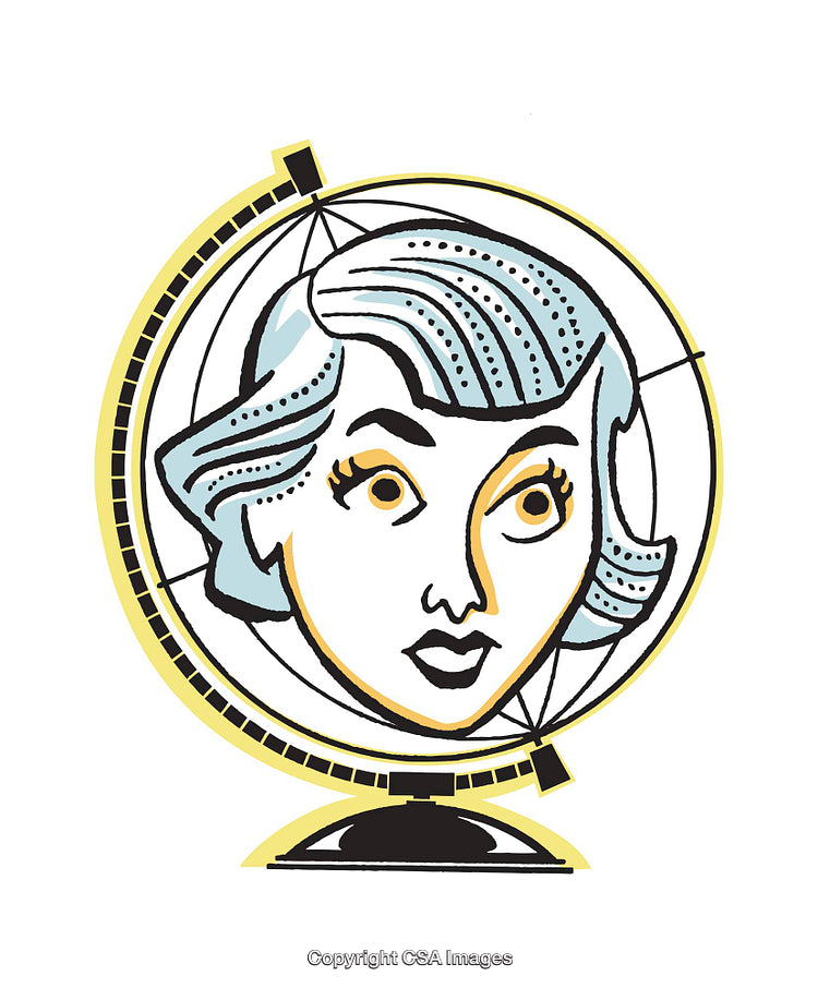 Creative Color Illustration Blending a Face with a Globe Design