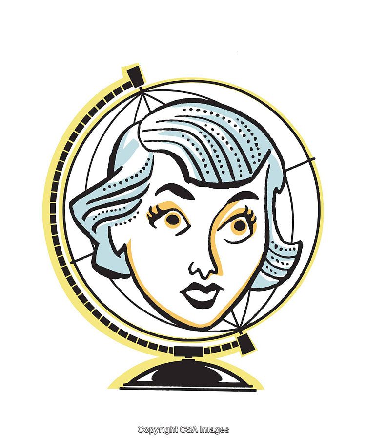 Creative Color Illustration Blending a Face with a Globe Design