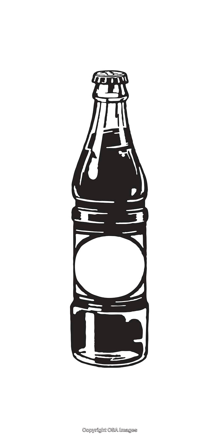 Black And White Illustration of a Stylized Beverage Bottle