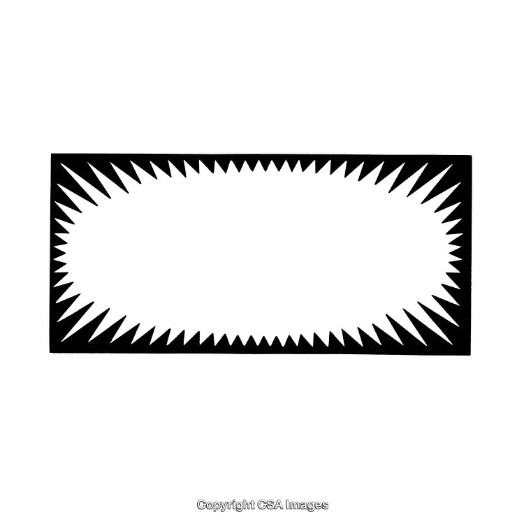 Oval Illustration of a Zigzag Starburst Design in Black and White