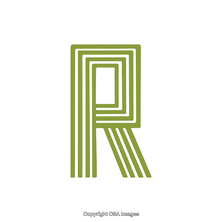Stylized Green Letter R with Minimalist Line Design Concept