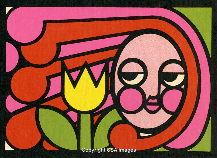 Colorful Abstract Artwork Featuring A Face With Tulip Flower Design