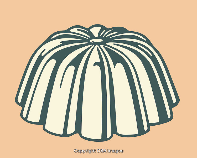 Vintage Style Illustration of a Classic Jello Mold in Monochrome Style