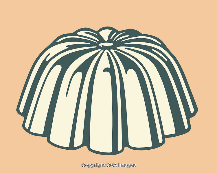 Vintage Style Illustration of a Classic Jello Mold in Monochrome Style