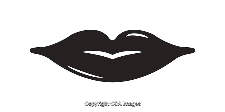 Stylized Black And White Lips Icon for Modern Graphic Design