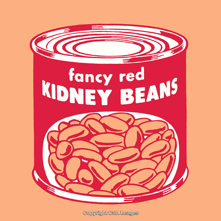 Color Line Art Illustration of Fancy Red Kidney Beans in a Can