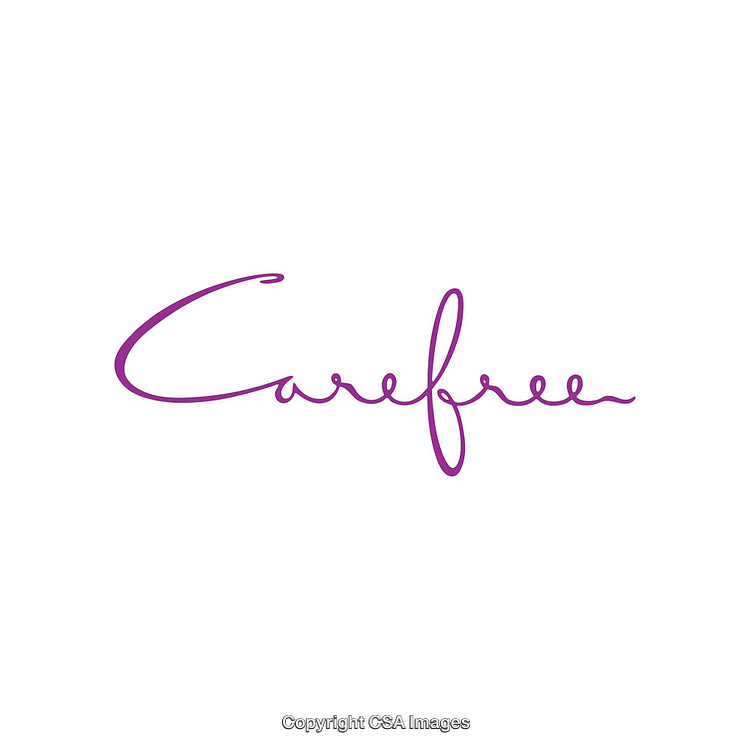 Elegant Script Writing of the Word 'Carefree' in Purple