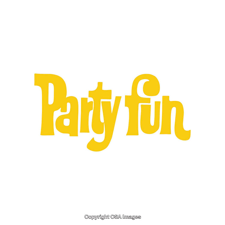 Yellow Party Fun Text on White Background for Celebrations and Events