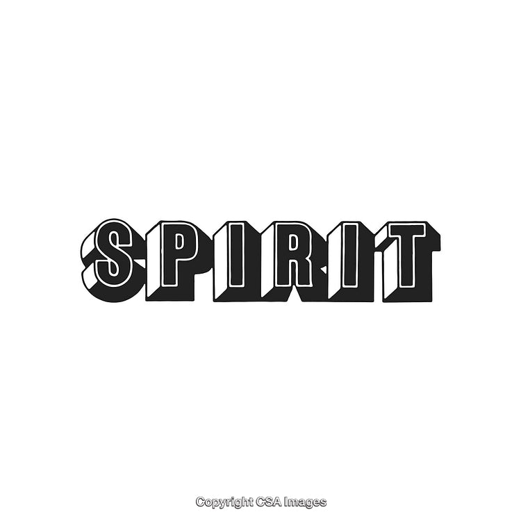 Bold 3D Typography of the Word Spirit in Black and White Design