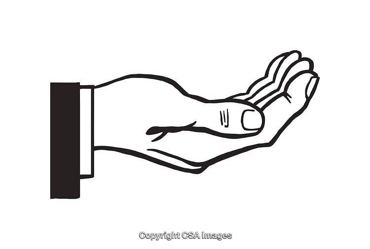 Black and White Illustration of an Open Hand Gesture