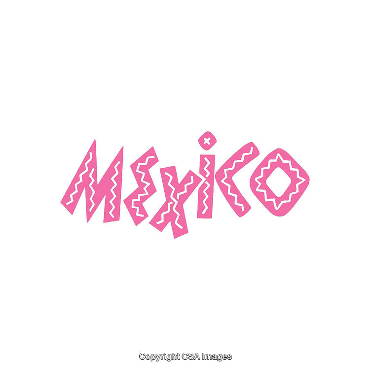 Pink Mexico Typography Featuring Artistic Zigzag Patterns