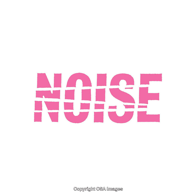 Pink Noise Text Art with Strikethrough Effect on White Background