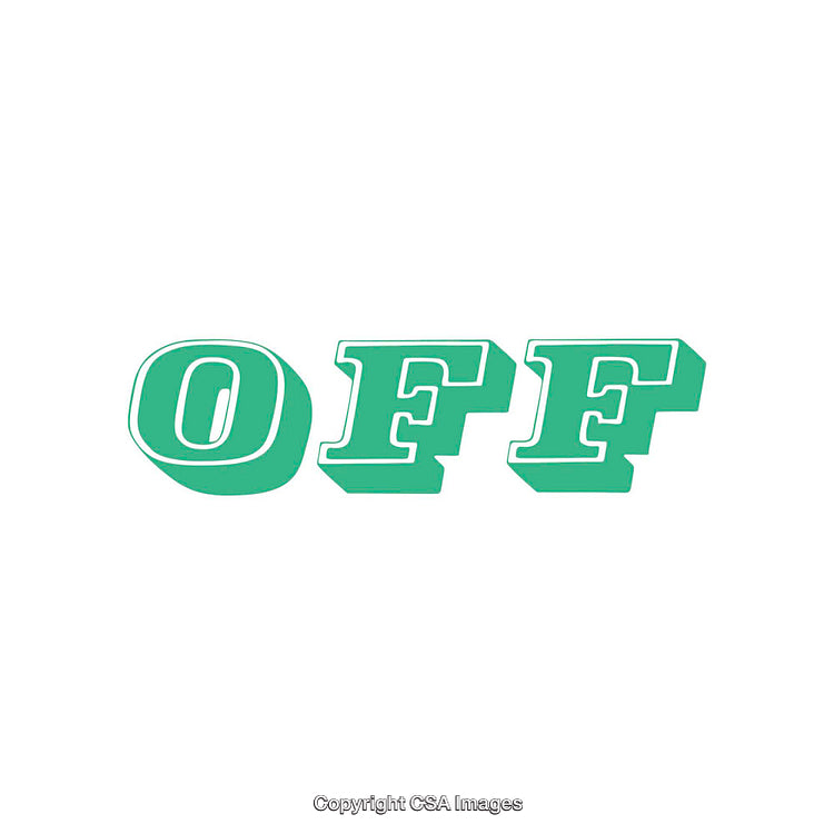 Green Text Depicting the Word 'Off' in Bold and Simple Typeface