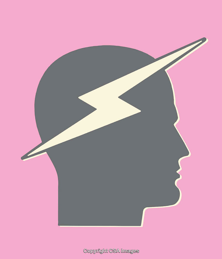 Silhouette of a Head with a Lightning Bolt Concept
