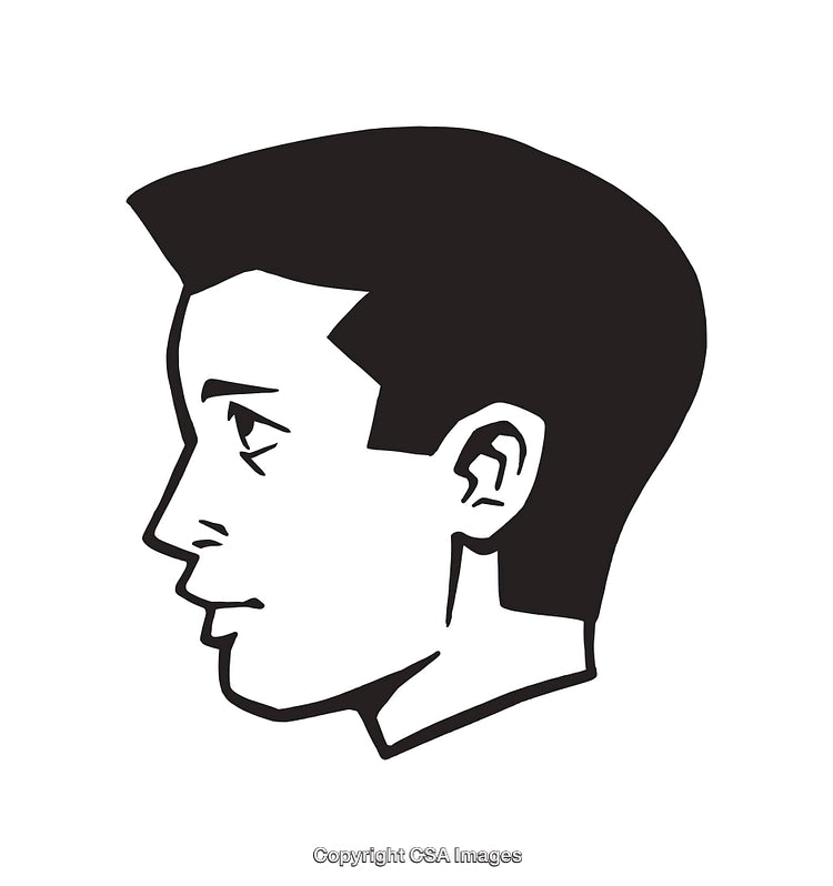 Black and White Line Art Illustration of a Male Profile