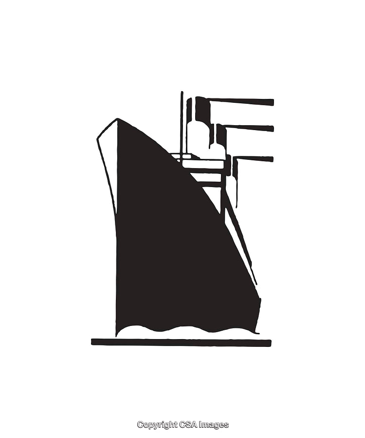 Abstract Black and White Silhouette of a Large Ship