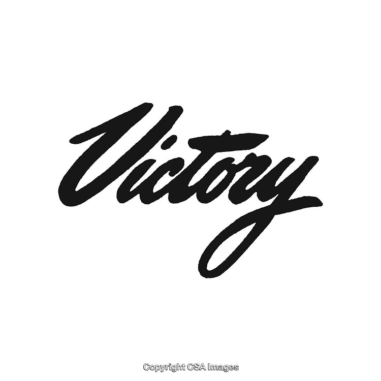 Stylish Hand-Lettered Victory Typography Design on White Background