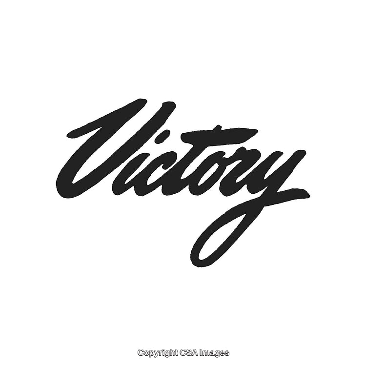 Stylish Hand-Lettered Victory Typography Design on White Background