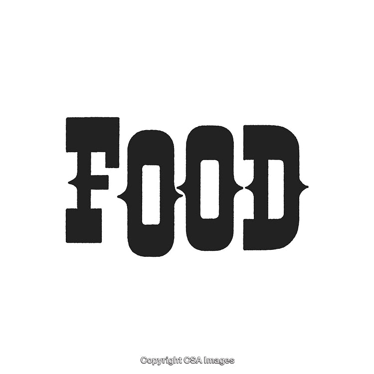 Creative Black Typeface Artwork of the Word 'Food' on a White Background