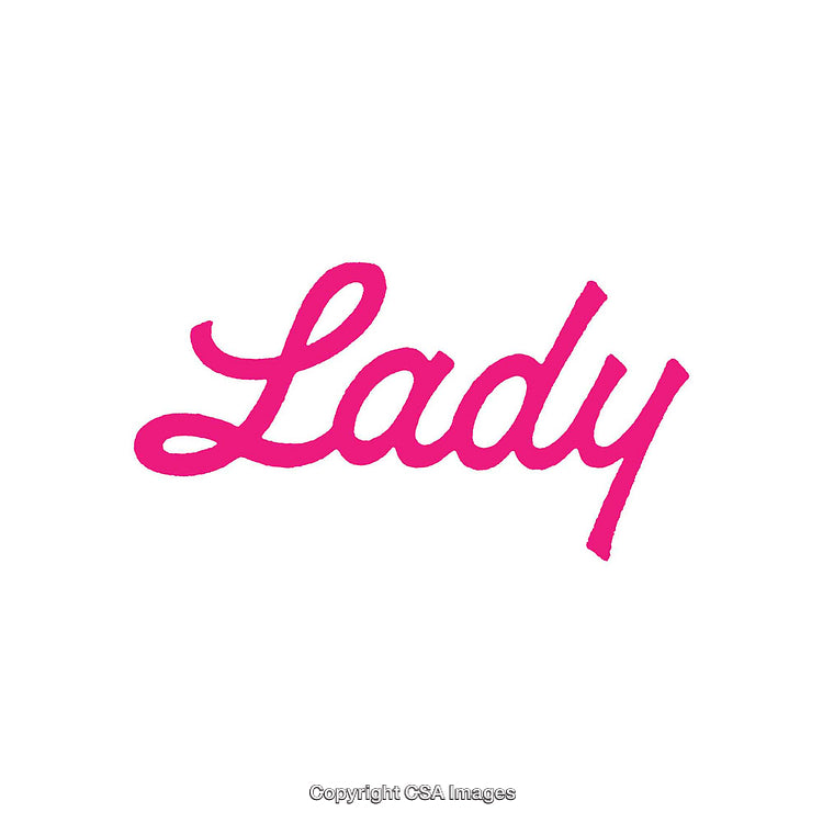 Elegant Pink Script Typography of the Word 'Lady' on White Background
