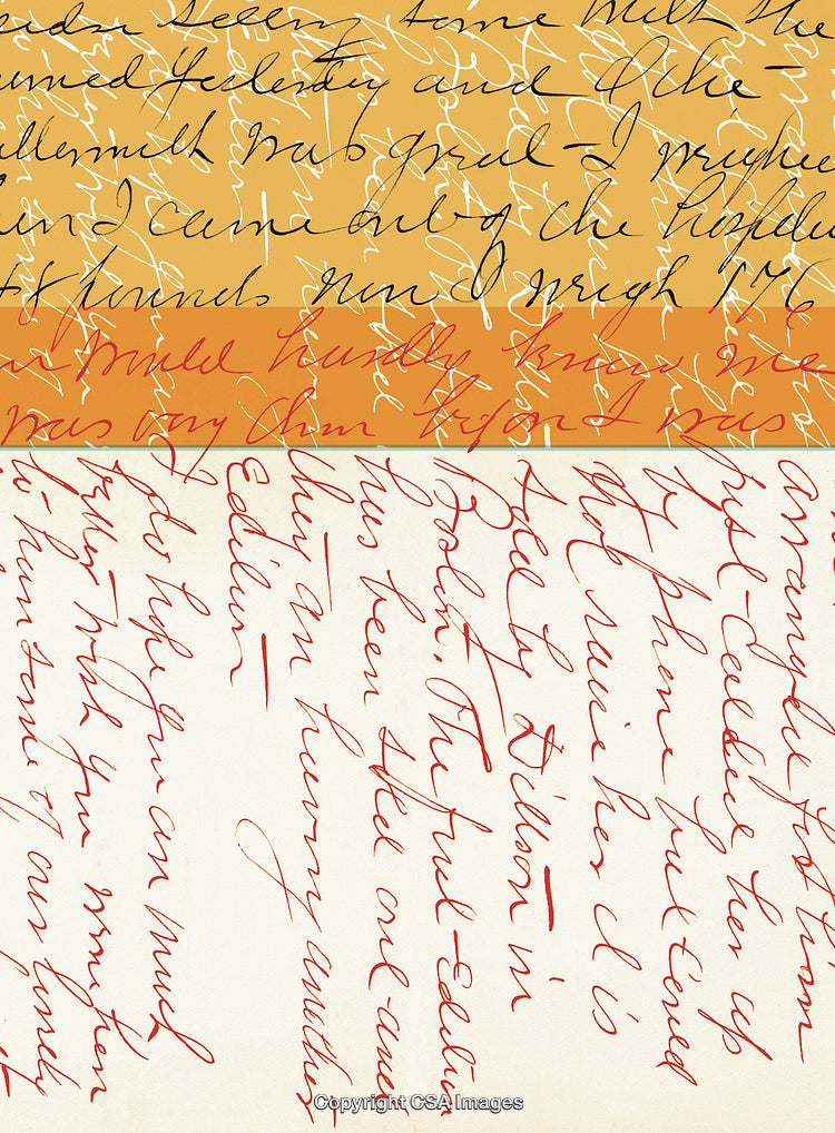Handwritten Cursive Text on Colored Background with Artistic Decorative Elements