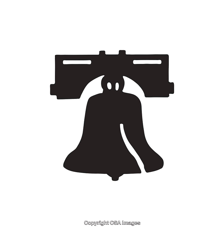 Simple Black and White Illustration of a Historic Liberty Bell