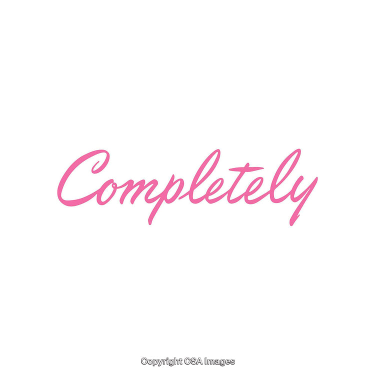 Stylish Pink Calligraphy Text 'Completely' on a Minimal White Background