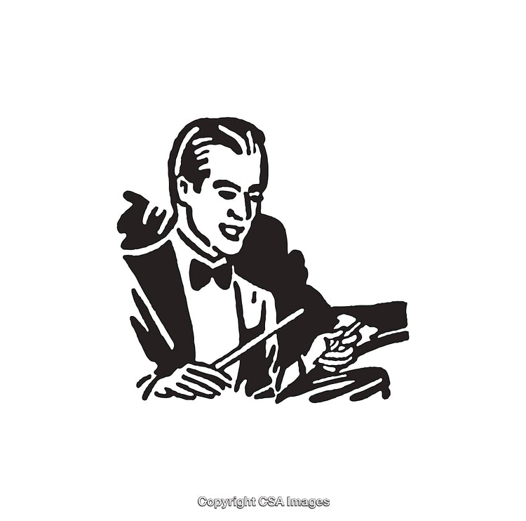 Black and White Line Art Illustration of a Man in Formal Attire