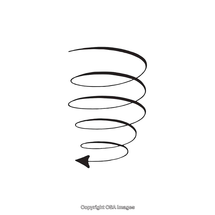 Black and White Spiral Shape with Downward Arrow Direction