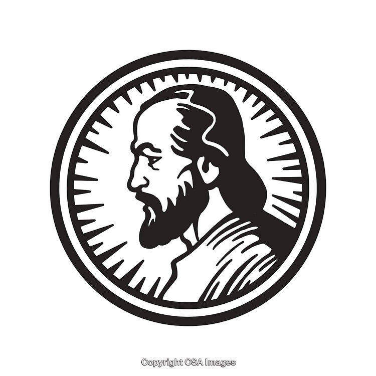 Black And White Line Art Portrait in Circular Frame